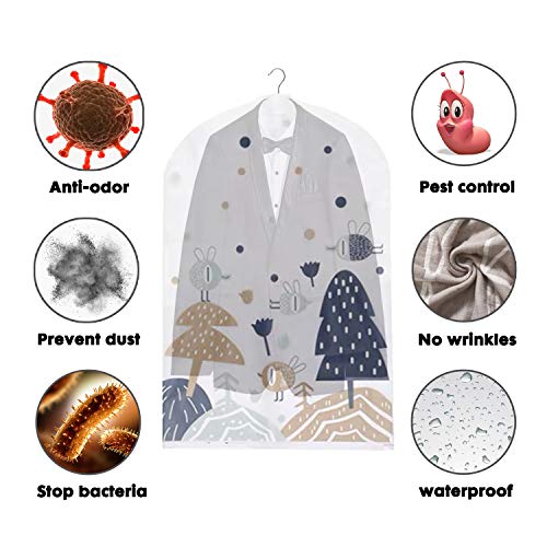 PTN Bolsa de Fundas para Ropa, Fundas para Ropa a Prueba de Polvo, Paquete de 10 Fundas para Traje, Bolsas de Ropa Plegables y Lavables para Trajes, Abrigos, Vestidos, Ropa, 60 * 90CM/60 * 120CM