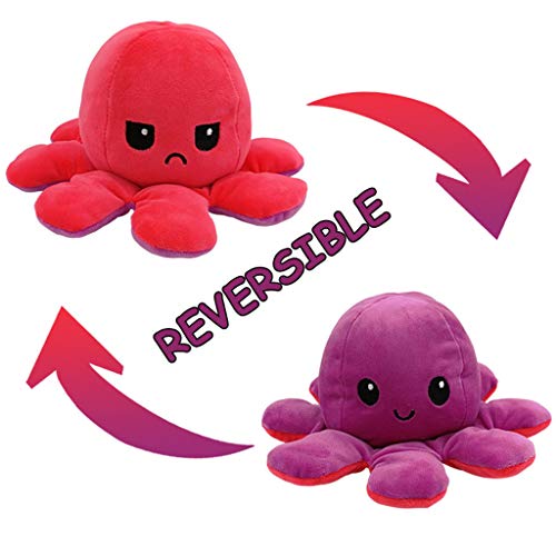 PUAMAC Peluche de Pulpo Reversible, Bonitos Juguetes de Peluche muñeco Vibrante de Doble Cara el Pulpo Reversible Original de Felpa Bonitos Juguetes de Peluche Niños