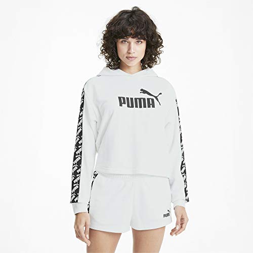 PUMA Amplified Cropped Hoody TR Sudadera con Capucha, Mujer, Blanco, S
