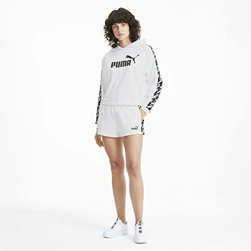 PUMA Amplified Cropped Hoody TR Sudadera con Capucha, Mujer, Blanco, S