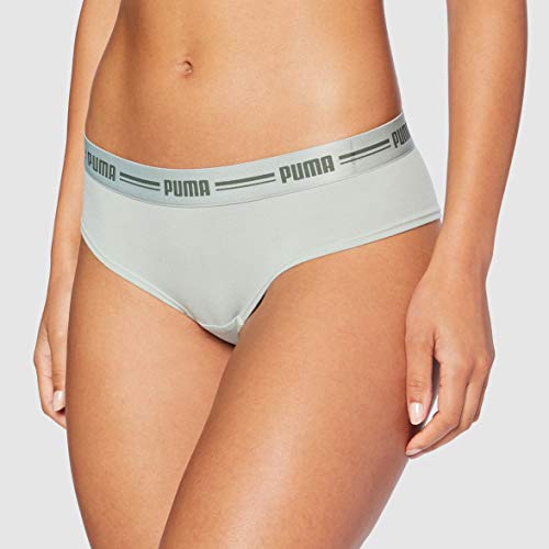 PUMA Cotton Modal Brazilian Women's Underwear (2 Pack) Tanga Bragas, Verde, XS (Pack de 2) para Mujer