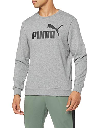 PUMA ESS Logo Crew Sweat TR Big Logo Sweatshirt, Hombre, Medium Gray Heather, S