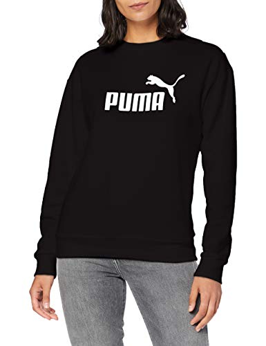 PUMA ESS Logo Crew Sweat TR Sweatshirt, Mujer, Cotton Black, M