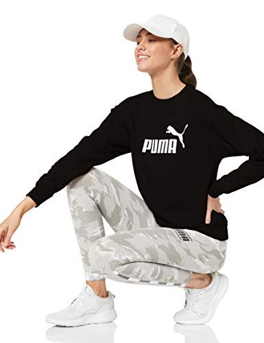PUMA ESS Logo Crew Sweat TR Sweatshirt, Mujer, Cotton Black, S