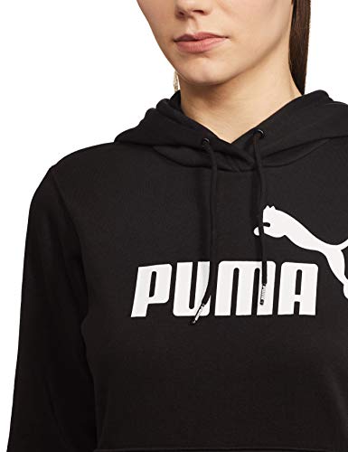 PUMA ESS Logo FL Sudadera, Mujer, Cotton Black, S