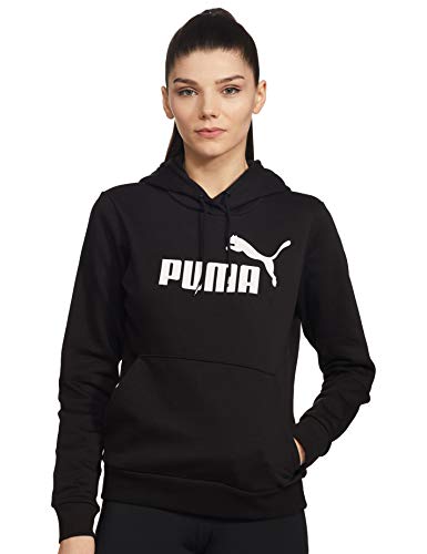 PUMA ESS Logo FL Sudadera, Mujer, Cotton Black, S