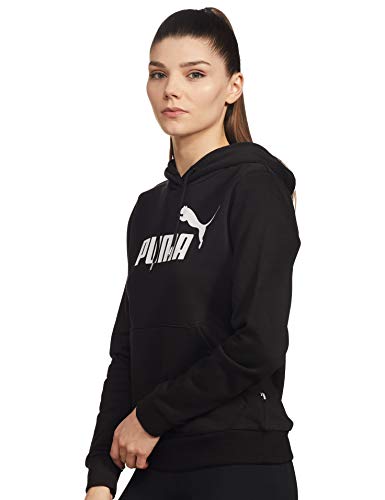 PUMA ESS Logo FL Sudadera, Mujer, Negro (Cotton Black), M