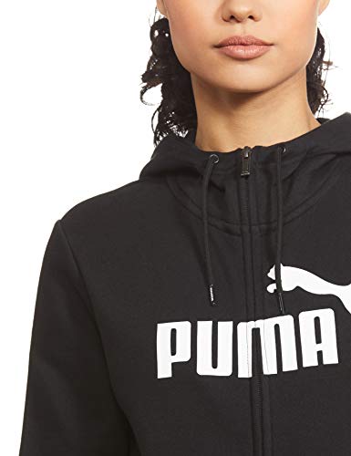 PUMA ESS Logo Hooded Jacket FL Sweatshirt, Mujer, Negro (Cotton Black(, XL