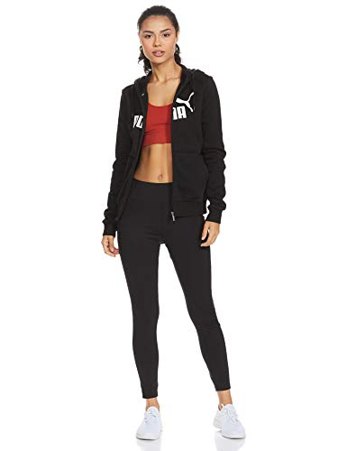 PUMA ESS Logo Hooded Jacket FL Sweatshirt, Mujer, Negro (Cotton Black(, XL