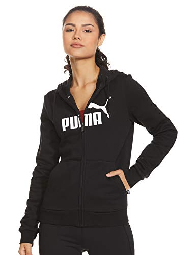 PUMA ESS Logo Hooded Jacket FL Sweatshirt, Mujer, Negro (Cotton Black(, XL