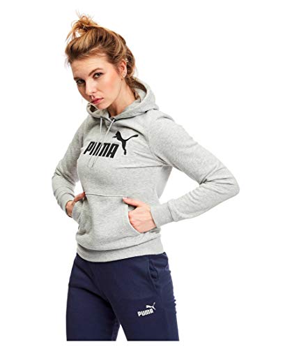 PUMA ESS Logo Hoody TR Sweatshirt, Mujer, Light Gray Heather, S