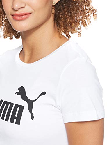 PUMA ESS Logo tee T-Shirt, Mujer, Puma White, XS