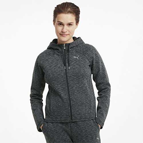 PUMA Evostripe Full-Zip Hoodie Sudadera, Mujer, Puma Black/Heather, XL
