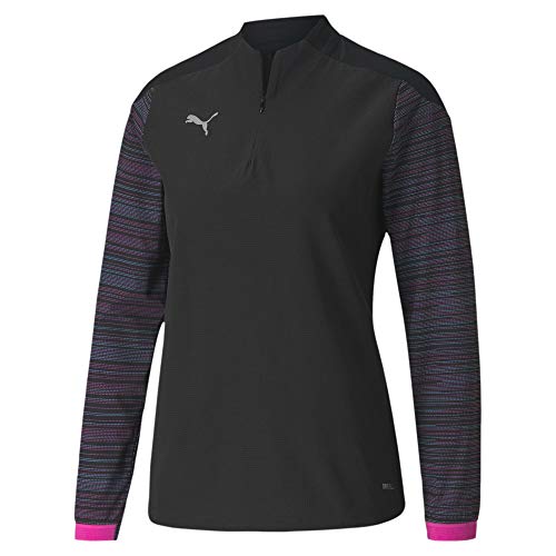 PUMA Ftblnxt 1/4 Zip Top W Sudadera, Mujer, Puma Black/Blue Glimmer/Luminous Pink, S