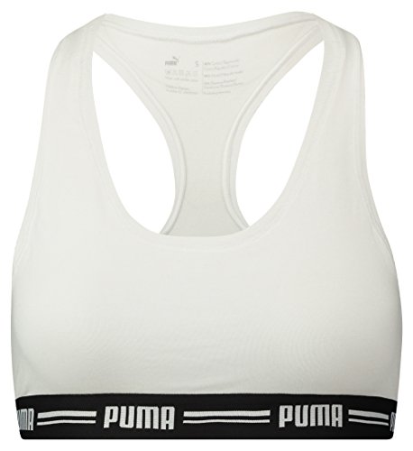 PUMA Iconic Racer Back Bra 1P Ropa Interior, Mujer, Blanco, Medium