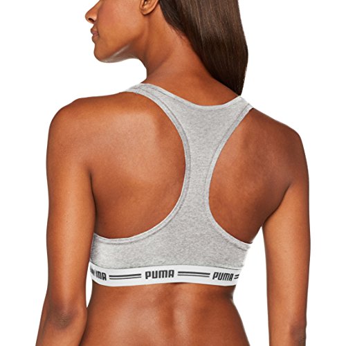 PUMA Iconic Racer Back Bra 1P Ropa Interior, Mujer, Gris, Large