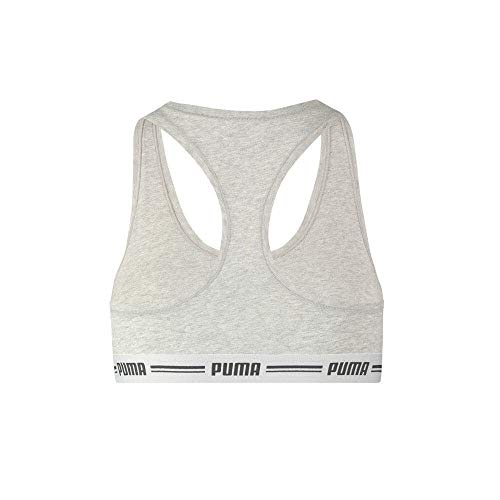 PUMA Iconic Racer Back Bra 1P Ropa Interior, Mujer, Gris, Large