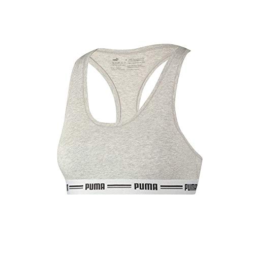 PUMA Iconic Racer Back Bra 1P Ropa Interior, Mujer, Gris, Large