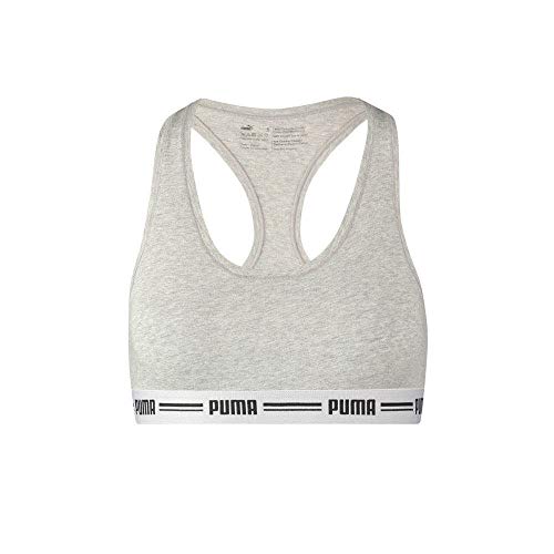 PUMA Iconic Racer Back Bra 1P Ropa Interior, Mujer, Gris, Large