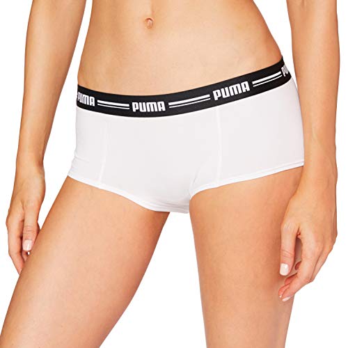 PUMA Iconic Women's Mini Short (2 Pack) Bragas Hipster, Blanco/Blanco, L (Pack de 2) para Mujer