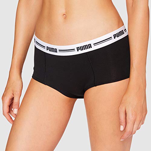 PUMA Iconic Women's Mini Short (2 Pack) Bragas Hipster, Negro, XS (Pack de 2) para Mujer