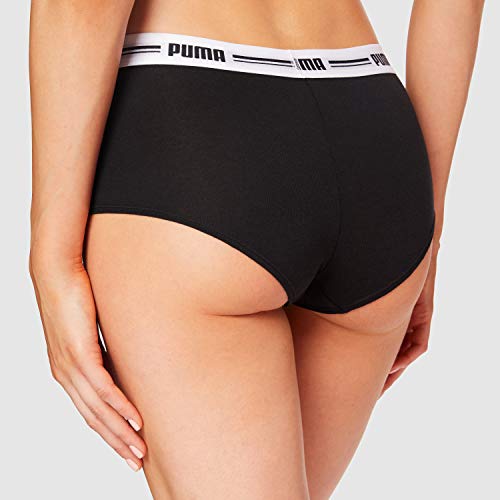 PUMA Iconic Women's Mini Short (2 Pack) Bragas Hipster, Negro, XS (Pack de 2) para Mujer