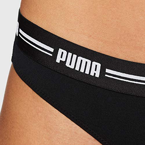 PUMA Iconic Women's String-Thong (2 Pack) Tanga Bragas, Negro, L (Pack de 2) para Mujer