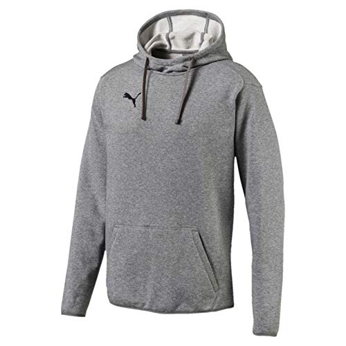 Puma Liga Casuals Hoody, Sudadera con Capucha para Hombre, Gris (Medium Gray Heather/Black), L