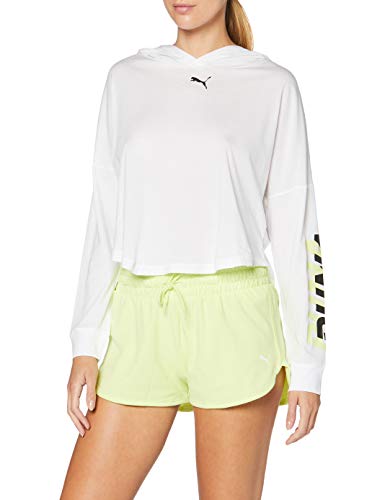 PUMA Modern Sports Cover Up Camiseta, Mujer, White-Sunny Lime, L
