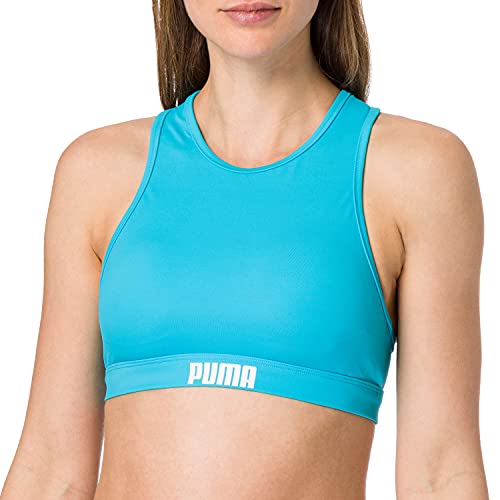 PUMA Racerback Swim Top Parte de Arriba de Bikini, Scuba Blue, L para Mujer