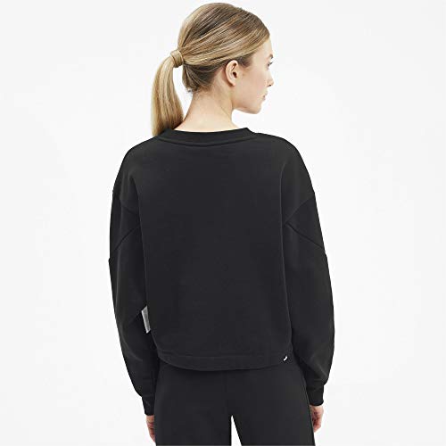 PUMA Rebel Crew FL Sudadera, Mujer, Negro, L