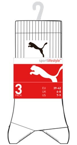 Puma Sports Socks - Calcetines de deporte para hombre, color blanco, talla 47-49, 3 unidades