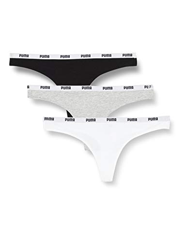 PUMA String 3p Pack Tanga Bragas, White/Grey/Black, XL para Mujer
