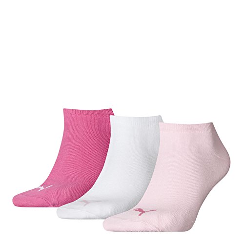 PUMA Unisex Sneaker Plain 3P - Calcetines unisex, color rosa, talla 39-42