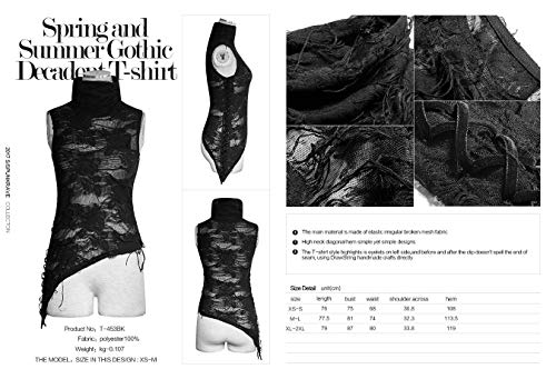 Punk Rave Camiseta sin mangas para mujer, color negro