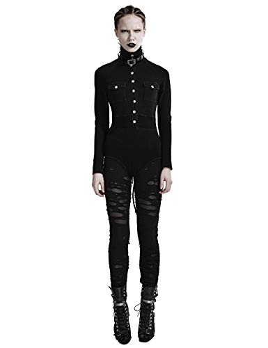 Punk Rave Leggings sexy rasgados para mujer, pantalones góticos rotos de malla - negro - Small