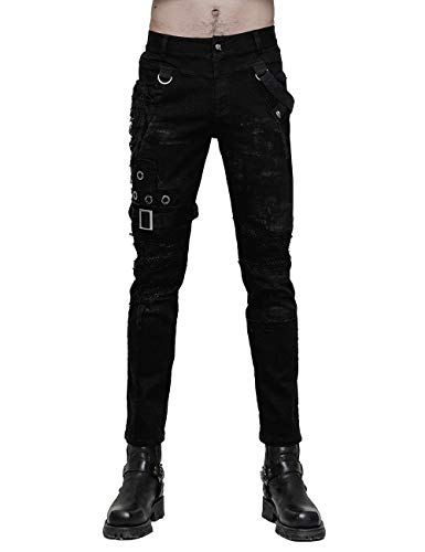 Punk Rave - Pantalones para hombre, estilo gótico, estilo vintage, color negro Negro XXL