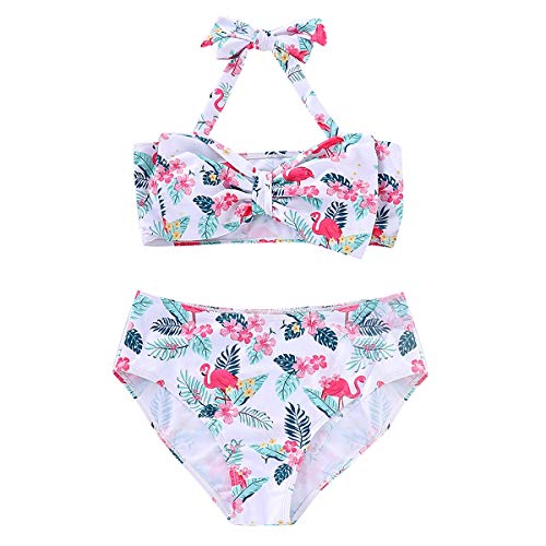 Puseky 2 unids/set Traje de Baño Madre e Hija Mamá Niñas A Juego Bikini Bowknot Traje de Baño (Color : White, Size : M)