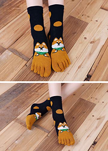 PUTUO Calcetines de Dedos Mujer Calcetines Cinco Dedos de Deporte, Mujer Calcetines del Dedo del Pie, Calcetines de Algodón Mujer Calcetines Divertidos Térmicos Animales