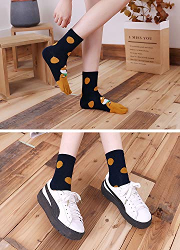 PUTUO Calcetines de Dedos Mujer Calcetines Cinco Dedos de Deporte, Mujer Calcetines del Dedo del Pie, Calcetines de Algodón Mujer Calcetines Divertidos Térmicos Animales