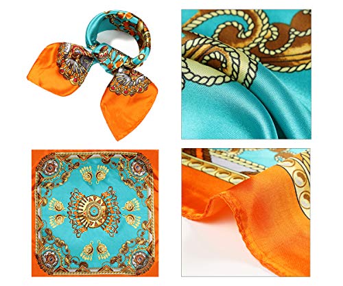 QBSM Mujer Satin Silk Formal Pañuelo de Seda Cuadrado Square Neck Bufanda Head Hair Wraps 60x60cm