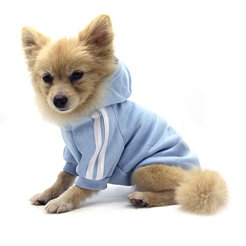QiCheng&LYS Dog Hoodie Ropa, Mascota Cachorro Gato algodón Lindo cálido Sudadera con Capucha suéter (S, Azul)