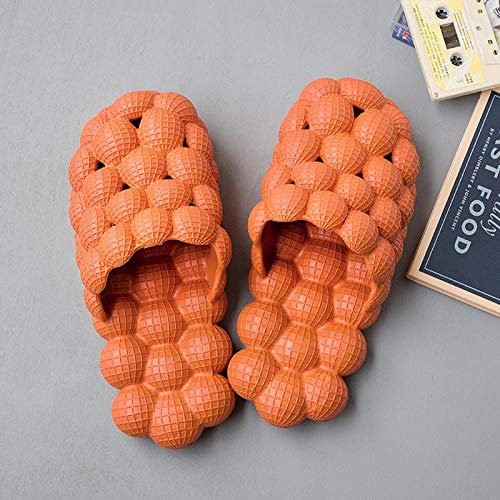 Qier Sandalia Ducha,Sandalia De Ducha Zapatillas De Casa De Eva, Naranja Esférico Clásico Casual Antideslizante Suela Suave Punta Abierta Zapatos De Agua para Viajes En La Playa Interior, 7.5