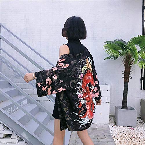 QIFENJ X Mujer Kimonos Kimono Japonés Cosplay Chaqueta De Punto De La Blusa For Las Mujeres Japonesas Yukata Kimono del Verano Femenino De La Playa Se avete domande Circa le dimensioni, Vi Prego di