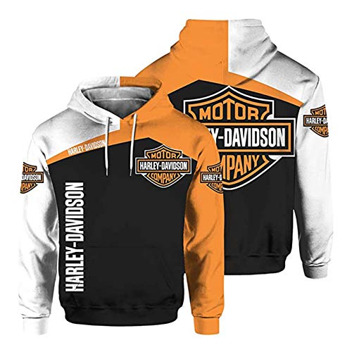 QIZIFAFA Sudadera con Capucha Impresión 3D Digital Harley Davidson Sudadera Casual Sudadera con Capucha Jersey De Manga Larga con Bolsillos,XXXXL