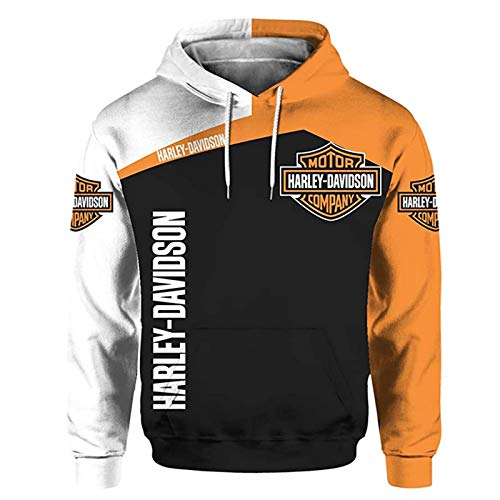 QIZIFAFA Sudadera con Capucha Impresión 3D Digital Harley Davidson Sudadera Casual Sudadera con Capucha Jersey De Manga Larga con Bolsillos,XXXXL