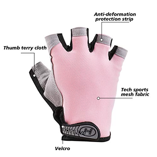 QKURT Guantes de Ciclismo, Guantes de Bicicleta de Medio Dedo con Almohadilla de Gel Antideslizante, Guantes de MTB Transpirables, Guantes Deportivos para Hombres y Mujeres
