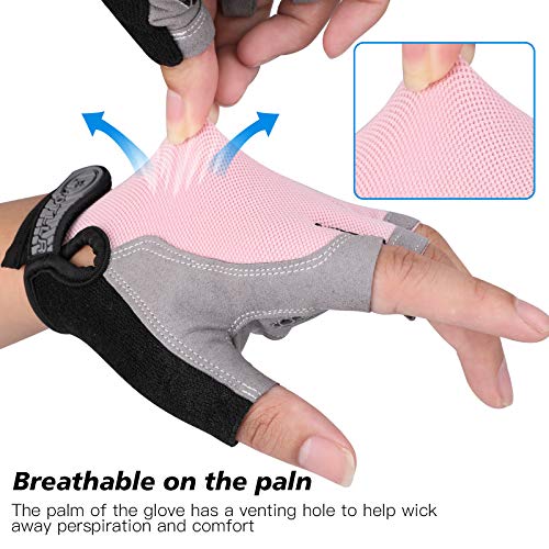 QKURT Guantes de Ciclismo, Guantes de Bicicleta de Medio Dedo con Almohadilla de Gel Antideslizante, Guantes de MTB Transpirables, Guantes Deportivos para Hombres y Mujeres