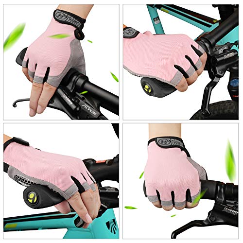 QKURT Guantes de Ciclismo, Guantes de Bicicleta de Medio Dedo con Almohadilla de Gel Antideslizante, Guantes de MTB Transpirables, Guantes Deportivos para Hombres y Mujeres