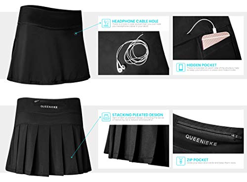 QUEENIEKE Falda Ultra Mujer con Pantalones Cortos Atléticos Gym Tennies Falda Deportiva Color Negro Tamaño L